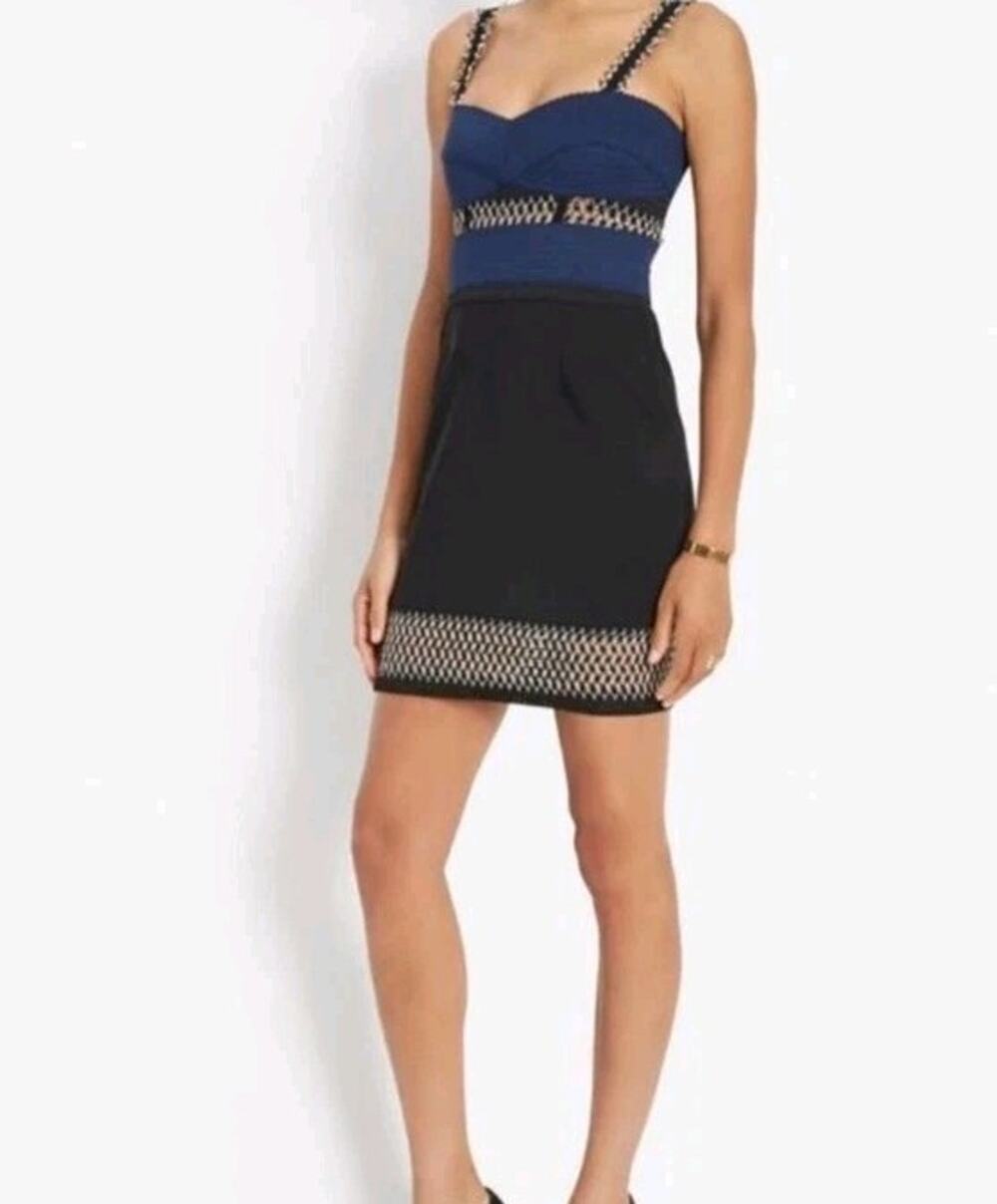 Jonathan Simkhai NWT Black Blue Bustier Bandage Dress Womens Size 4 Luxury